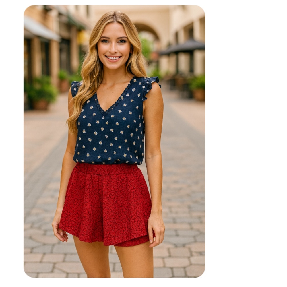 BRANDY MELVILLE Red Lace Lined Shorts OS